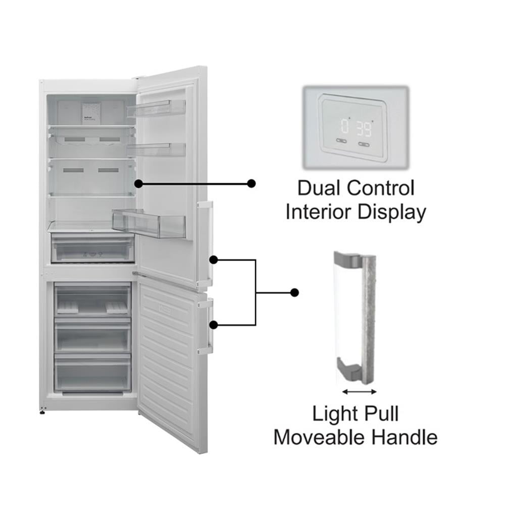 Pemberly Row 12cf No Frost Bottom Freezer Refrigerator Wine Rack in White