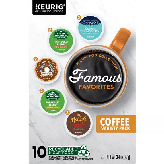 Keurig Famous Favorites Coffee Variety Pack, 10 ct