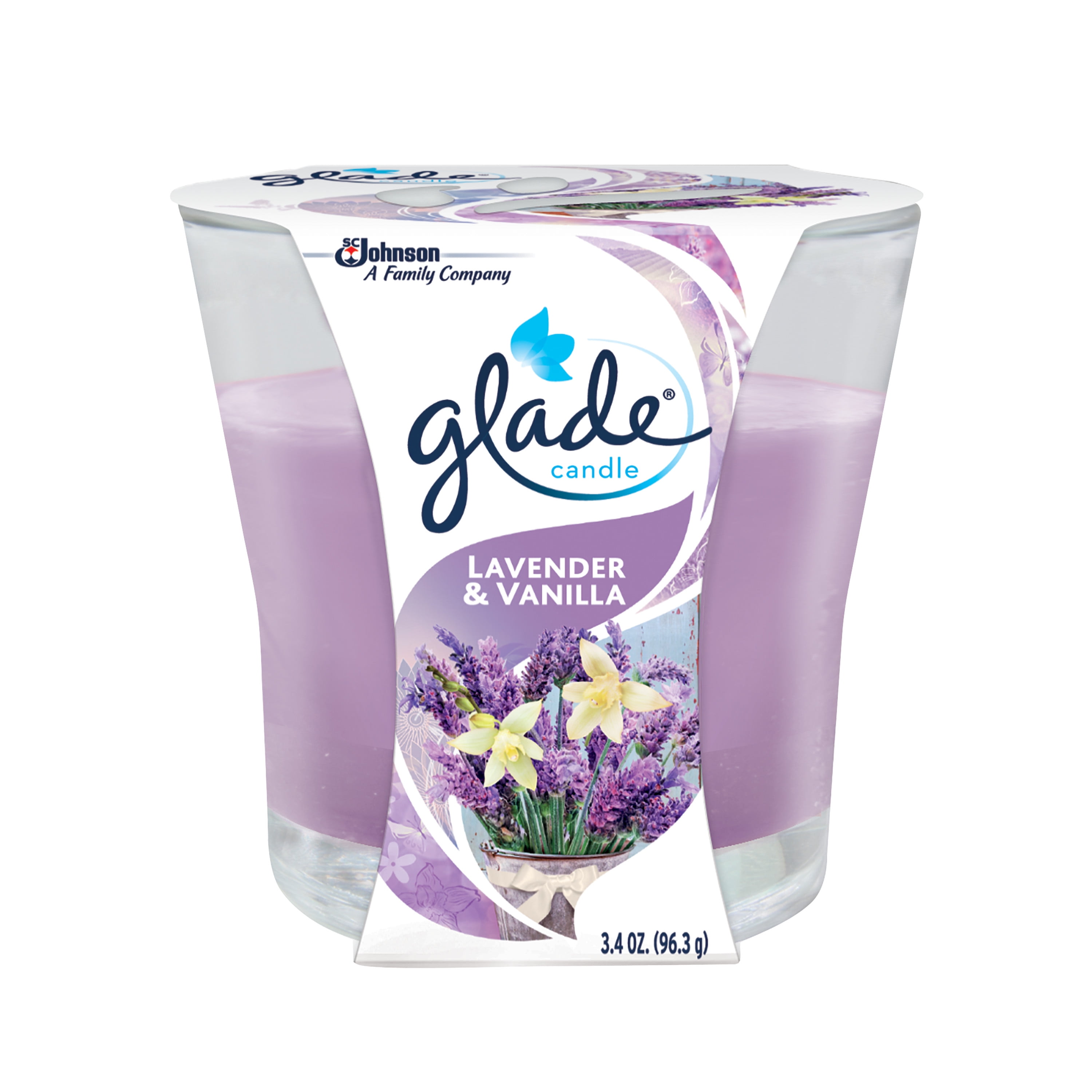 Glade Jar Candle Lavender & Vanilla, Quickly Fills Rooms With Essential