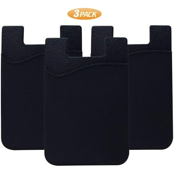 Cell Phone Card Wallet for Back of Phone Case, Black 3 Pack