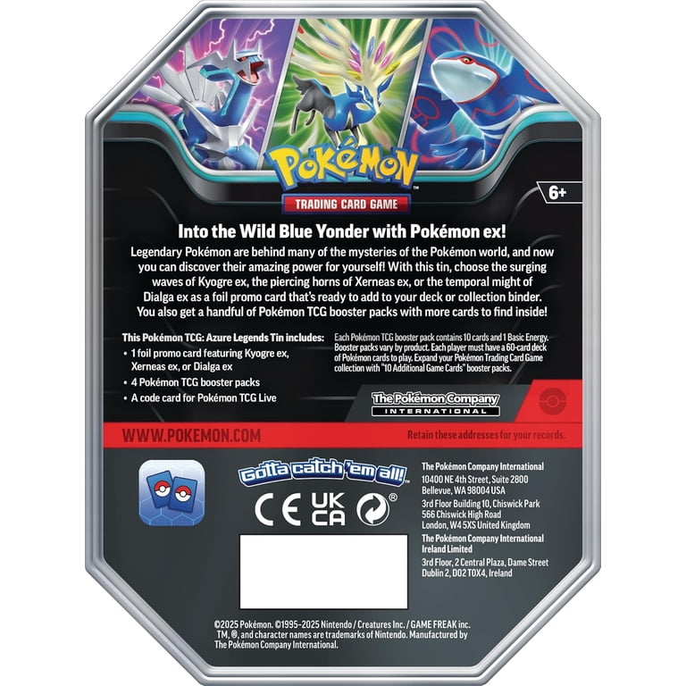 Pokemon TCG: Azure Legends Tin – Dialga ex (4 Booster Packs & 1