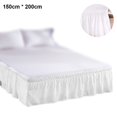 thumbnail image 1 of Chic Solid Ruffle Bed Skirt, Gathered Style Dust Ruffle With Split Corner In Microfiber Soft Sheen, Wrinkle Free Easy Washing White Polyester Fabric, 1 of 6