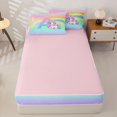 thumbnail image 4 of Homewish Unicorn Girls Zipper Twin Comforter Sets with Fitted Sheet and 2 Pillowcases,Colorful Ombre A Alphabet Zipper Bedding Set For Kids,Pink Reversible,4 Pieces, 4 of 7