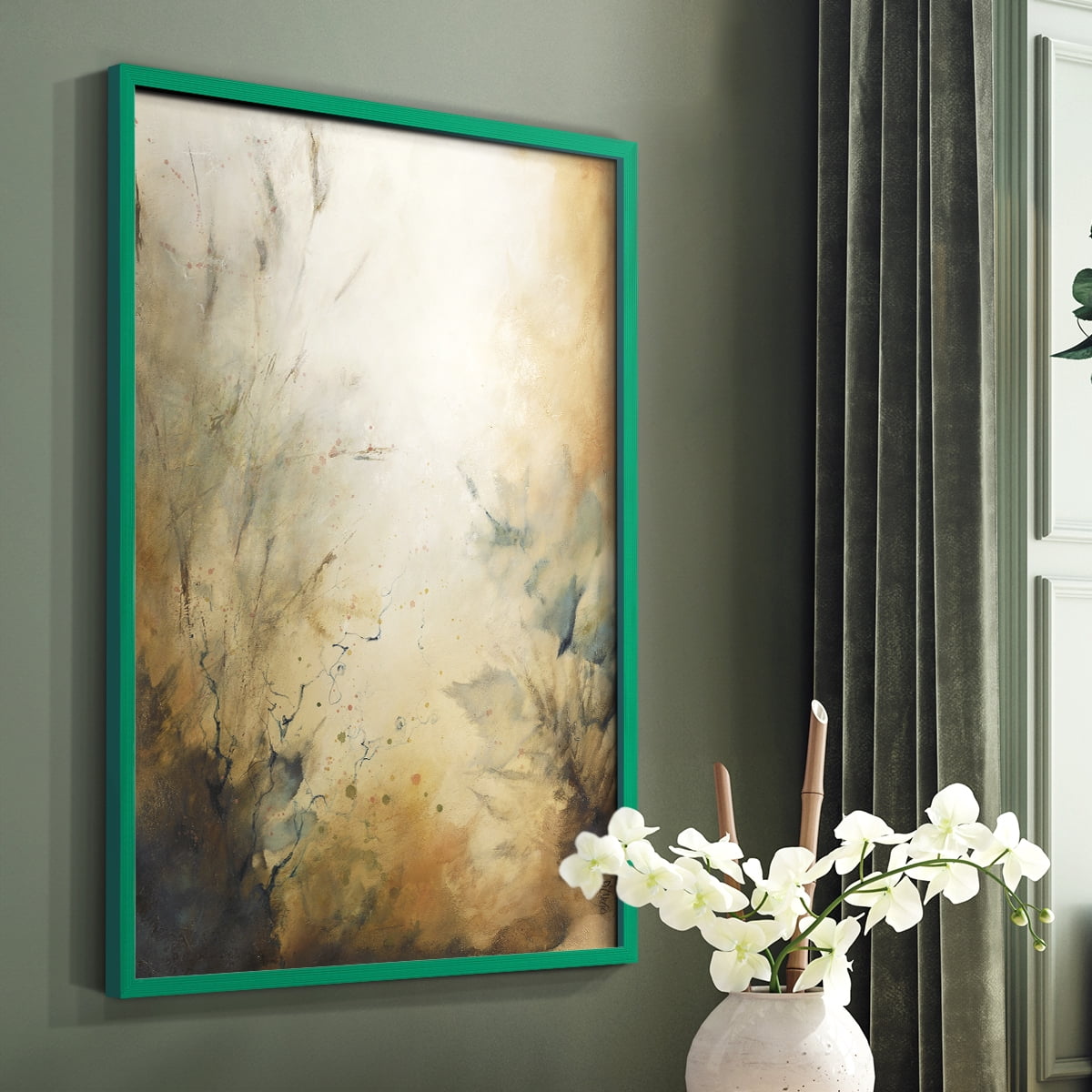 Desert Song I Framed Print in Green Solid Wood Framed Print No Nail Hanging