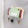 thumbnail image 2 of mDesign Plastic Wall Mounted Mail Organizer and Key Holder with 5 Hooks - Clear, 2 of 7