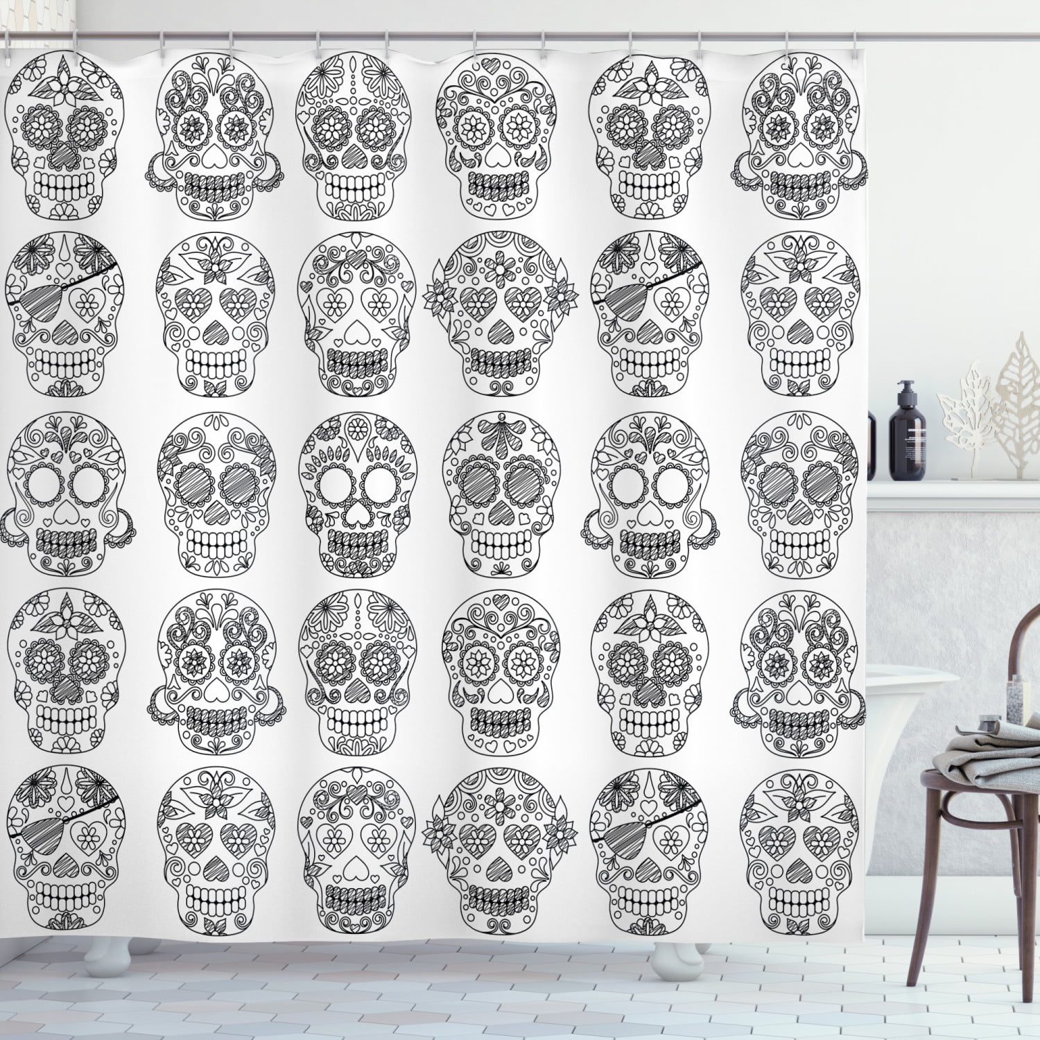 Details about   Shower Curtain Set Mexican Day Of The Dead Skull Bathroom Mat Waterproof Fabric 