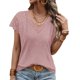 thumbnail image 3 of Blusa de Manga corta Nikou con encaje para mujer color puro, 3 of 6