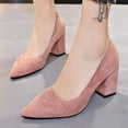 thumbnail image 2 of Win s Way Women's Suede Pointed Toe Heel Pumps Comfort Work Dress High Heels, 2 of 9