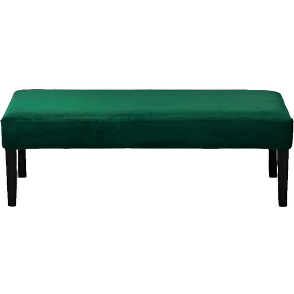 AUQ Ottoman Cover,Keeps Dust Away Bench Cover,Fluffy Surface Ottoman Cover Rectangular,New Dark Green,107-140*36-46*8-15cm