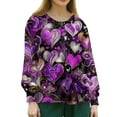 thumbnail image 4 of Valentines Day Scrub Jackets Women Plus Size Hoilday Button Snap Front Cute Love Heart Printed Scrub Tops Loose Long Sleeve Scrubs Nursing Uniform Medical Nurse Workwear with Pockets Purple S, 4 of 4