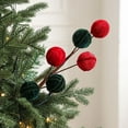 thumbnail image 4 of CuiLiyq 17.7 Inch Christmas Tree Picks, Velvet Christmas Ornaments Spheres Ball Pick Velvet Xmas Tree Branches Hanging Decoration Wreath Home office Party Ornament (Red, Green), 4 of 6