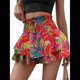 thumbnail image 3 of Mini Shorts con Volantes y Cintura Alta para Mujer Bonitos Shorts Cortos Escalonados con Shorts Debajo Rojo XL, 3 of 9
