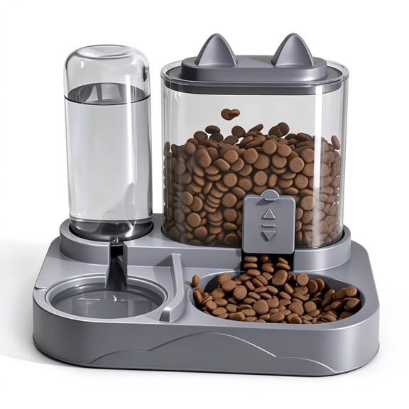 2-in-1 Cat Automatic Feeder Water Dispenser Gravity Pet Food Bowl Wet Dry Separation Storage for Cats Small Dogs Home&Travel
