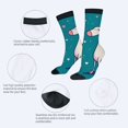 thumbnail image 3 of Unisex Trendy Socks - 2 Pairs with Playful Cartoon Reindeer Design Teal Background & Hearts Perfect for All Seasons, 3 of 5