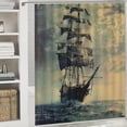 thumbnail image 6 of Shiartex  Nautical Stall Shower Curtain, Old Pirate Ship in The Sea Historical Cruise Retro Voyage Grunge Style Art, Fabric Bathroom Decor Set with Hooks, Plum Tan White, 6 of 7