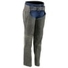 Milwaukee Leather MLL6505 Women's Vintage Grey Slate Leather Chaps with Racing Stripes X-Large