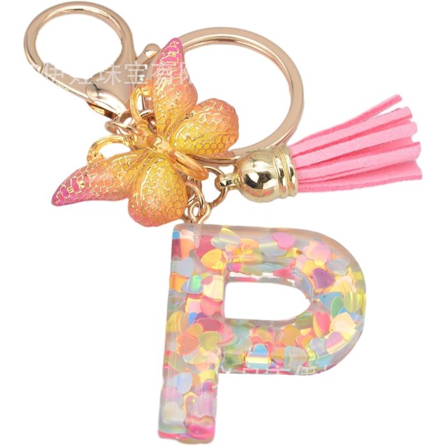 Letter Keychain,26 Letters A-Z Decorative Letter Keychain,Name Keychain for Women Girls Men Teenager Gift