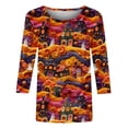 thumbnail image 4 of miqiqism Women's Halloween Sweatshirt Cute Pumpkin Pullover Tops Novelty Crewneck Sweatshirts Ladies Casual Long Sleeves Blouses Trendy Slim Tunic Tee Tops,O#06_Orange,Medium, 4 of 4