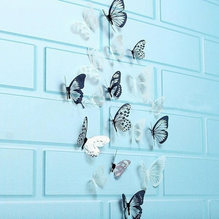 - Outtop 36 Pcs 3D Black White Butterfly Sticker Art Wall Decal Mural Home Decoration