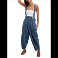 thumbnail image 1 of Mono Vaquero Holgado Informal Sin Mangas con Bolsillos Ajustable para Mujer Azul Vaquero L, 1 of 7