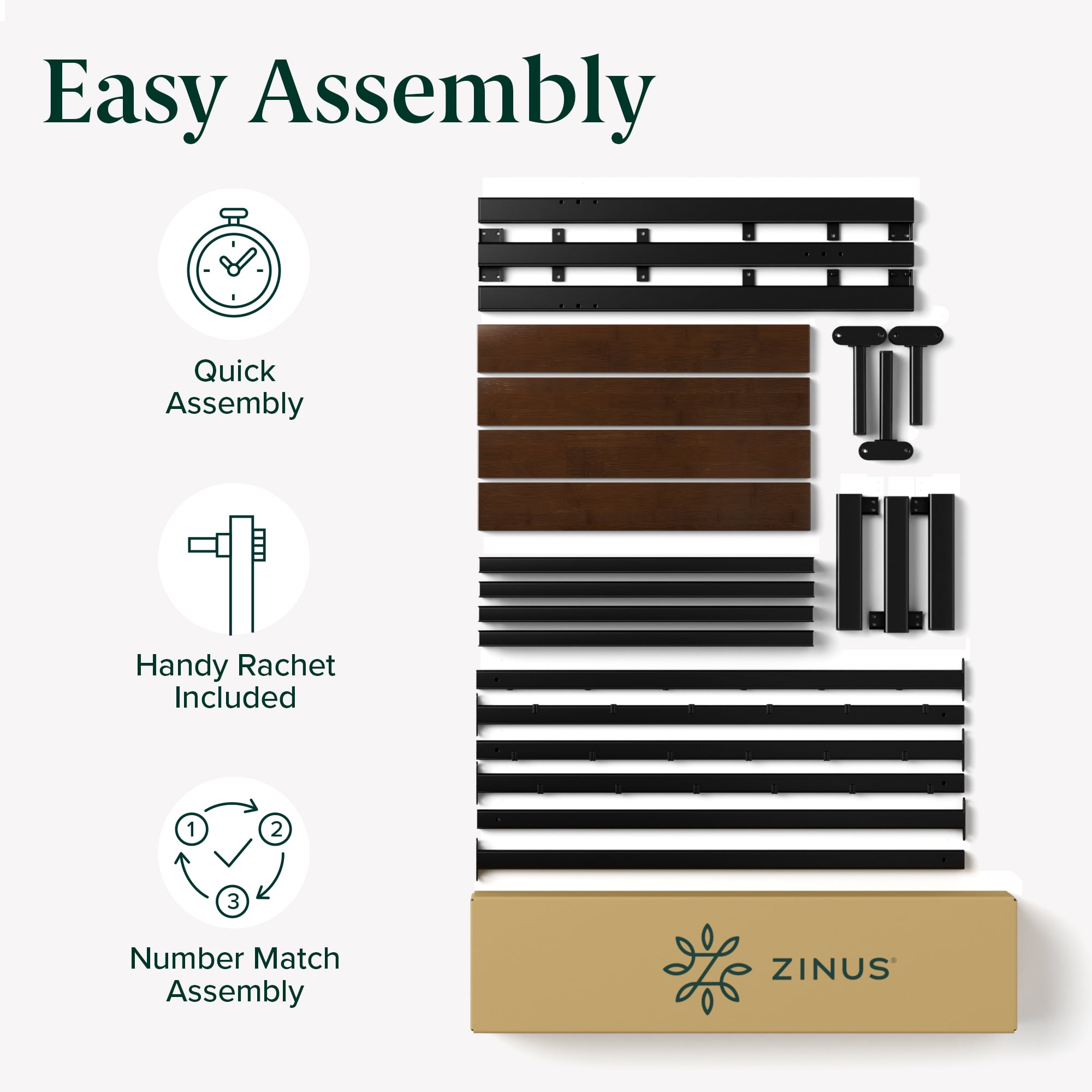 Zinus 35" Shen Bamboo Wood and Metal Platform Bed Frame, Queen