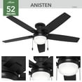 thumbnail image 3 of Hunter - Anisten Indoor Low Profile Ceiling Fan With Light, 52-inch, Matte Black, Modern-style, 3-speed WhisperWind Motor, 52836, for Living Rooms, Bedrooms, 3 of 15