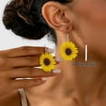 thumbnail image 2 of Sunflower Earrings – Flat Acrylic Yellow Floral Jewelry, 2 of 4