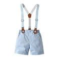 thumbnail image 5 of Sgkm Baby Boy Outfits Toddler Clothes for Boys Short Sleeved Suspenders Shorts Birthday Gentle Set, 5 of 6