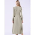 thumbnail image 3 of DARING DIVA Women's Long Sleeve Maxi Casual Formal Spring A-Line Dress XS Grey Khaki, 3 of 6