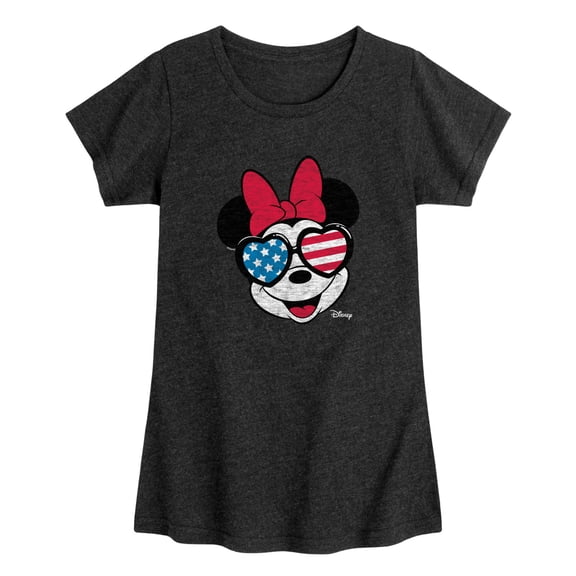 Disney - Minnie Flag Glasses - Toddler Girls Fitted Short Sleeve T-Shirt