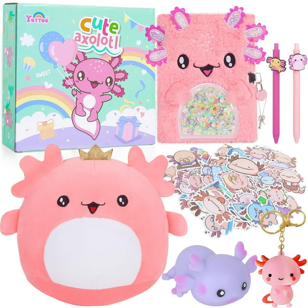Set de regalo de peluche YOYTOO Axolotl con diario, bolígrafo y pegatinas