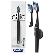 VISIT THE ORAL-B STORE Oral-B Clic Manual Toothbrush, Matte Black, with 1 Additional Replacement Brush Head and Magnetic Holder Handle