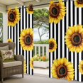 thumbnail image 2 of Outdoor Curtains for Patio Waterproof Sunflower Black Stripes Indoor/Outdoor Curtain Tiebacks Pastoral Striped Privacy Curtain Sun Block Grommet Drapes for Pergolas Gazebo Porch 2 Panel 54x108 Inch, 2 of 9
