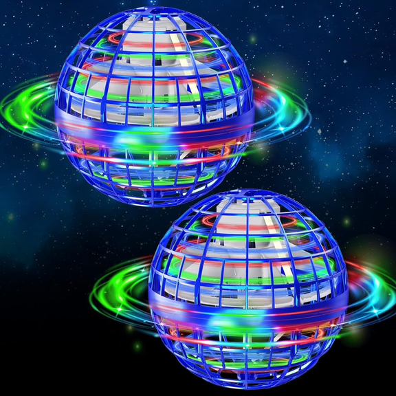 2PCS Flying Orb Ball, Hover Boomerang Ball Fidget Spinner, Flying Spinner Ball Toy with RGB LED Light Mini Hand Ball, Cool Stuff Toys Gift Boys Girls Quick Teens Indoor Outdoor