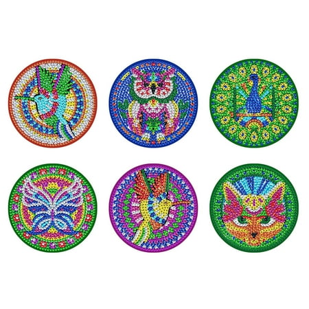 

Mingyiq 6 Pcs Diamond Painting Coasters with Holder DIY Mandala Coasters Painting Kits