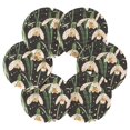 thumbnail image 2 of Haosy Set of 6 Drink Woven Coaster with Holder Heat Resistant Non-Slip Bar Coasters 4 Inches Green Snowdrop Flowers, 2 of 7
