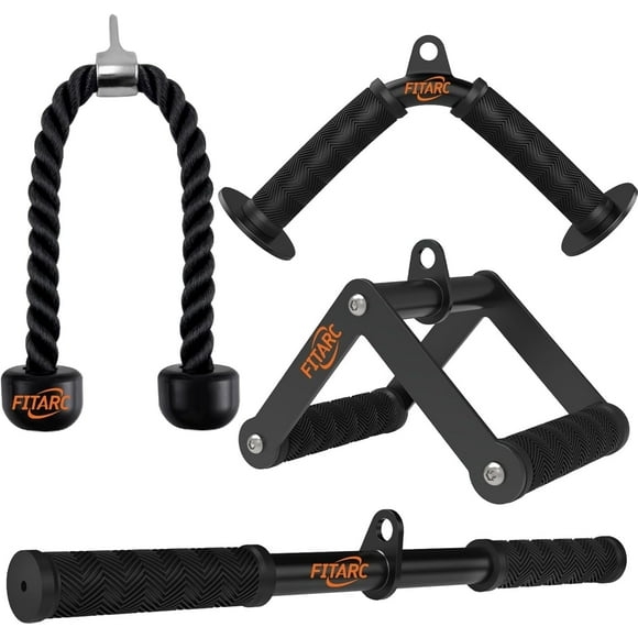Cable Machine Attachment Set, LAT Pulldown Attachments for Home Gym Equipment, Tricep Pull Down Attachment for Home Gym Accessories, LAT Pull Down Bar and Tricep Rope Cable Attachment