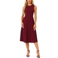 thumbnail image 1 of Vestido midi elegante de punto sin mangas con volantes y dobladillo plisado de INSPIRE CHIC XL Rojo Oscuro, 1 of 6