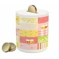 thumbnail image 1 of Bee Piggy Bank, Floral and Geometric Designed Tiles of Patchwork Background with Flying Doodle Bees, Ceramic Coin Bank Money Box for Cash Saving, 3.6" X 3.2", Multicolor, by Ambesonne, 1 of 4