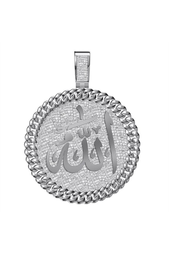 Real Genuine 2.00 Cwt. VVS1 MOISSANITE Diamond Allah God Muslim Charm Pendant