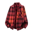 thumbnail image 2 of Mens Plaid Fleece Jacket Dqueduo Men's Casual Long Sleeve Checkered Shirt Loose Brushed Shirt Jacket, Sizes M-5XL Red XXL, 2 of 9
