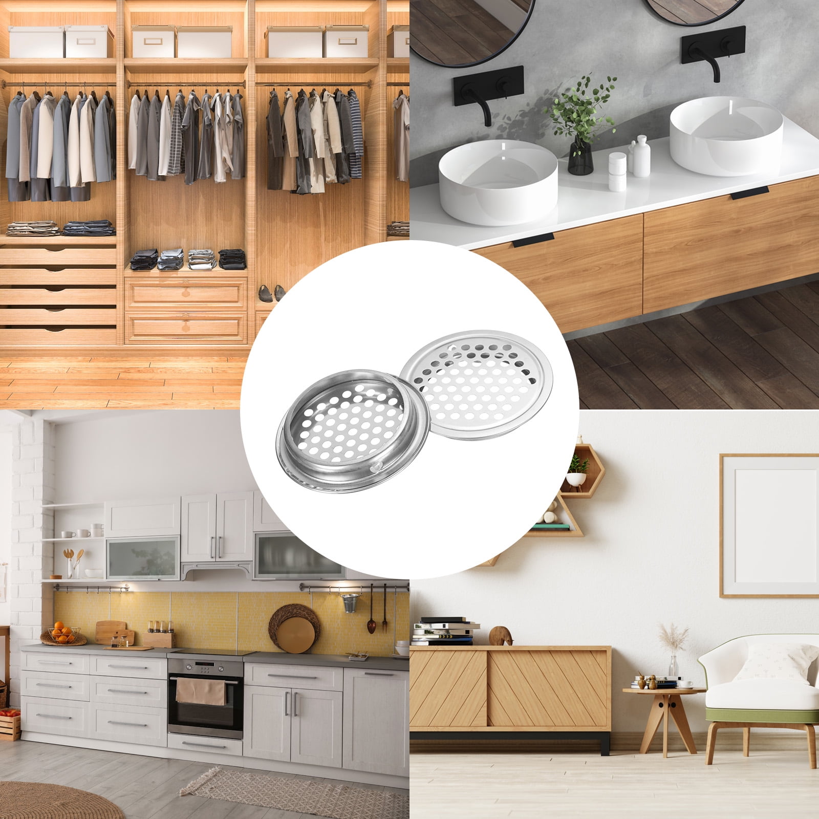 Unique Bargains Stainless Steel Vent Mesh Air Vents Circular Flat Soffit Vent 2" Silver