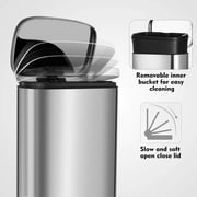 LAZY BUDDY Stainless Steel Step Trash Can, Kitchen Garbage Can with Soft-Close Lid, Rectangular