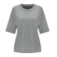 thumbnail image 2 of tklpehg 3/4 Sleeve Tops for Women Loose Fit Lightweight Blouse Leisure 3/4 Sleeve T Shirts Crew Neck Tops Basic Plain Colored Fashion Summer Tops Gray 10(XL), 2 of 5