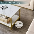 thumbnail image 5 of Modern 2-Tier Coffee Table for Living Room White Gold Coffee Tables Industrial Rectangle Wood Table for Large or Small Spaces Home Office Apartment, White Gold, 5 of 13