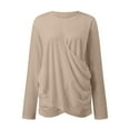 thumbnail image 5 of BKQCNKM T Shirts For Women Womens Long Sleeve Tops Front Tunic Tops To Wear With Leggings Long Sleeve Shirts For Women Fall Outfits Beige XXL, 5 of 5