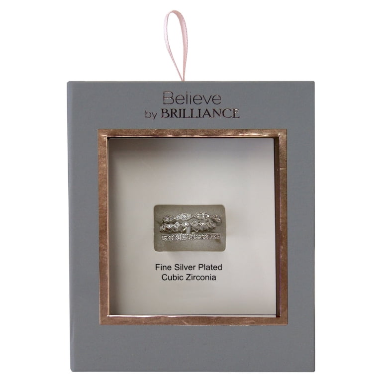 Believe by Brilliance CZ Stackable Ring Set, Size 8 photo 3