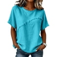 thumbnail image 4 of beishanbush Spring Sales Saving $10 Casual Fashion Basic Tee Women's Linen T-Shirt,Short Sleeve Neck Loose Lightweight Casual Summer Under $15, 4 of 8