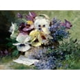 thumbnail image 2 of Albert-Tibulle Furcy de Lavault 4x14 White Modern Wood Framed Wall Art Titled - Pansies and Forget Me Not, 2 of 5