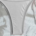 thumbnail image 6 of 3 Piece Swimsuits for Women with Cover Up Shimmer Metallic Triangle Bikini Sets Tie Side High Cut Bathing Suits Beach Outfits, 6 of 9